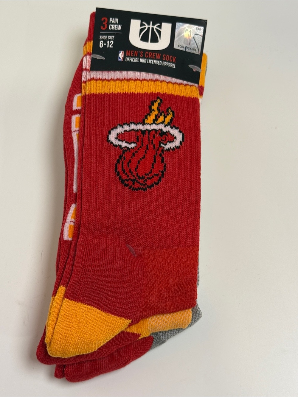 NWT NBAMen's Miami Heat Crew Socks 3-Pack Size 6-12